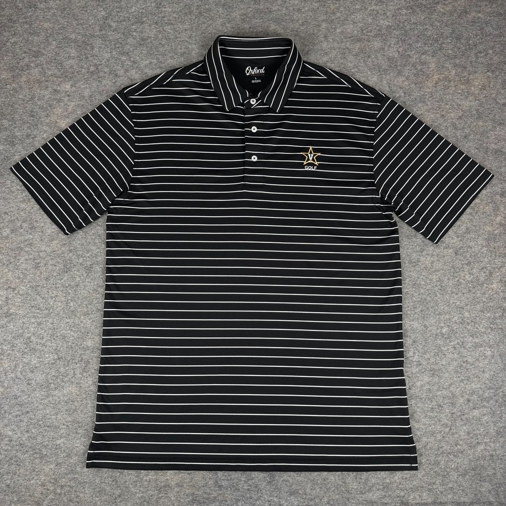 Oxford America Polo Shirt Vanderbilt Commodores Golf Striped Black Mens Large L